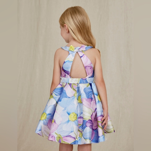Abel & Lula Formal Lilac Dress w/ Matching Bow - Picture 3 of 5